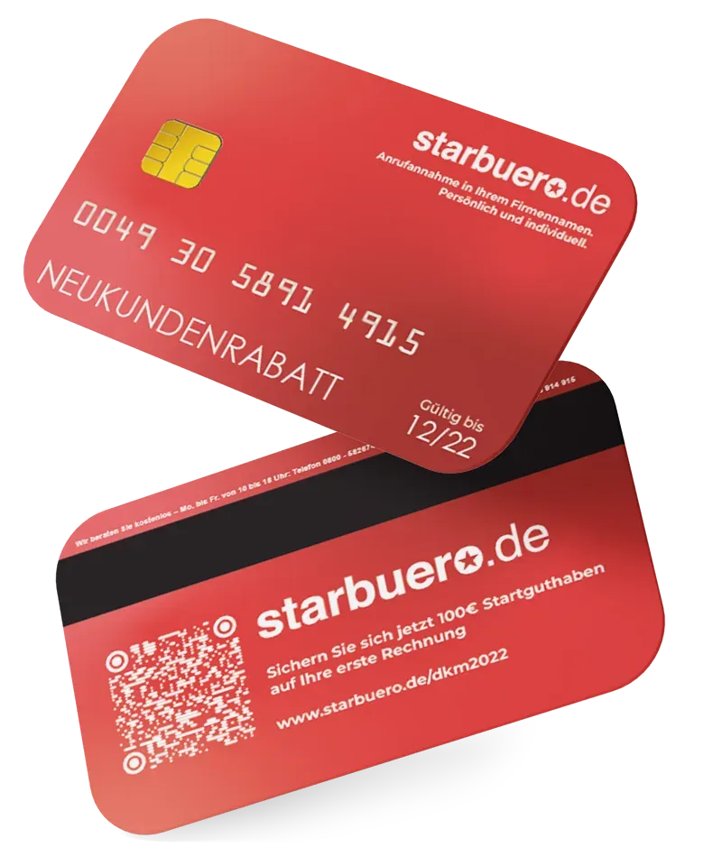 Gutschein über 100 € Neukunden-Bonus von starbuero.de auf der DKM Leitmesse.